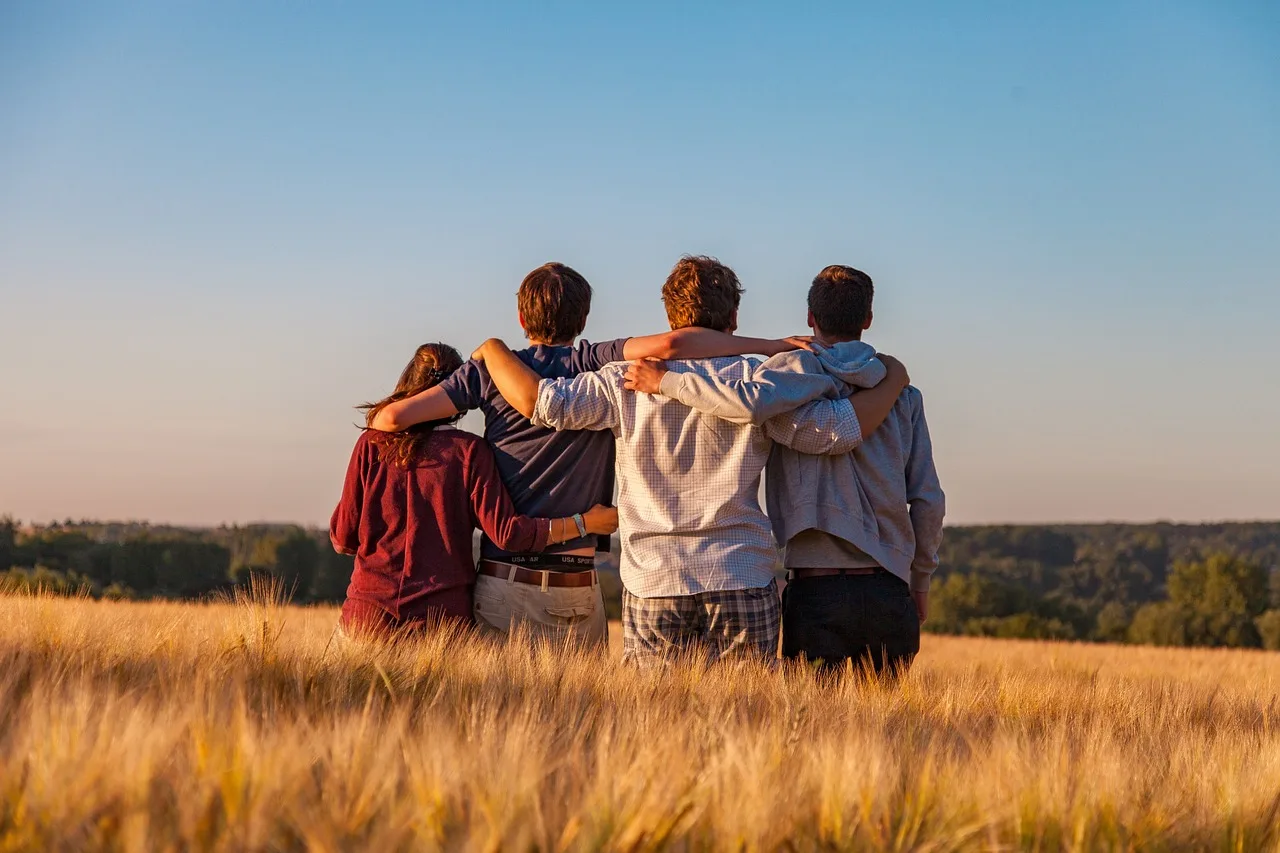 young people, group, friends, friendship, nature, together, summer, landscape, field, outdoors, youth, support, gang, teens, friendship day. Gen Z market research methods: how to choose